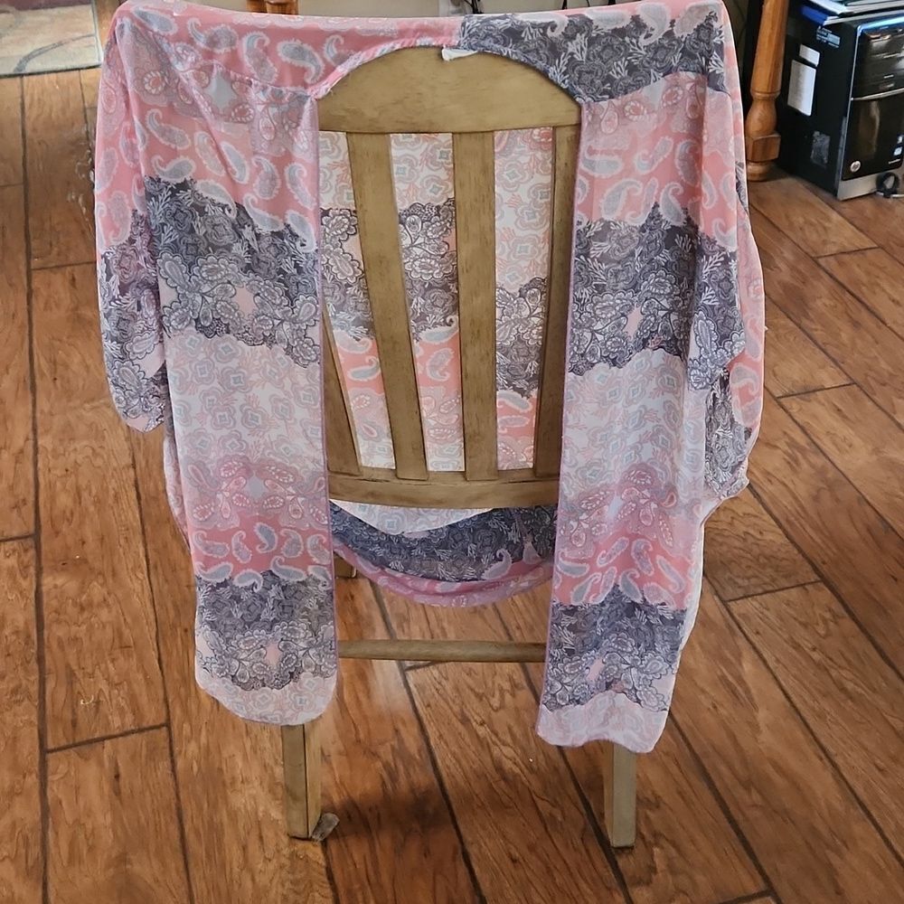 Emory Park size large women's pink blue paisley print shawl beach cover …